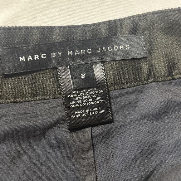 Marc Jacobs Women's 2 Blue Aster Black Silk Blend Mini Skirt Holiday Sexy Y2K - Picture 4 of 9